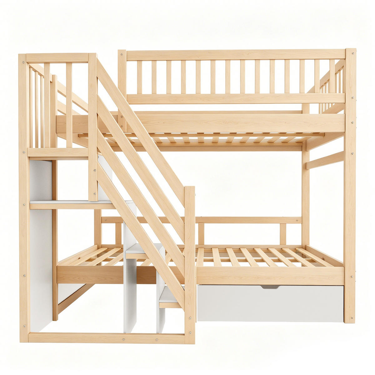 ETAGENBETT mit Stauraum 140x200 cm Massivholz Wood - Birnbaumfarben, Holz (140/200cm) - Meubliv