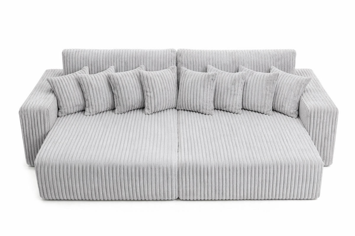 SCHLAFSOFA, Cordstoff Tilia, Grau, PIANO DOUBLE - Grau, Holz (246/83/145cm) - Kaiser Möbel