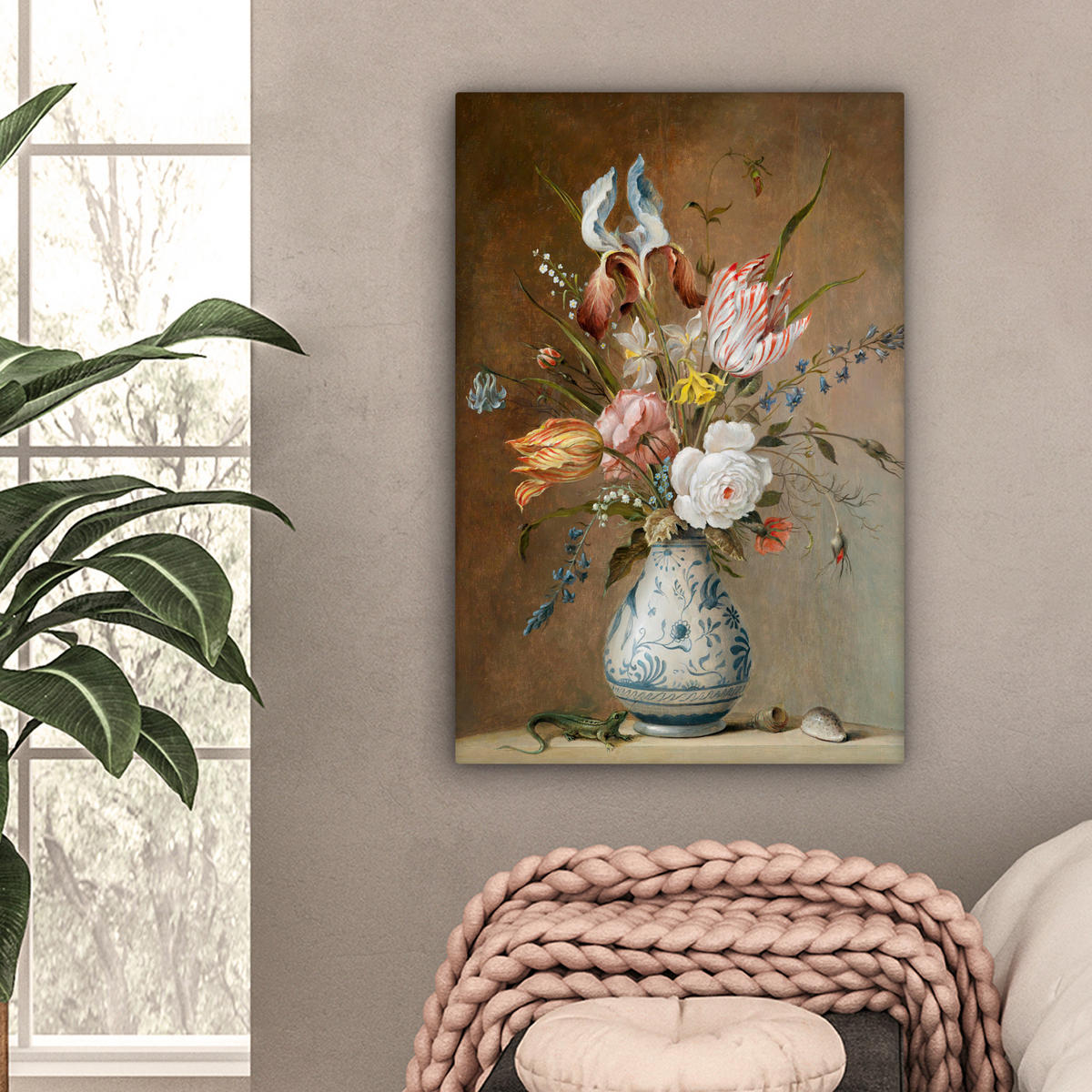 LEINWANDBILD Alte Meister - Blumen - Balthasar van der Ast 40x60 cm - Hellbraun, Textil (40/60cm) - MuchoWow