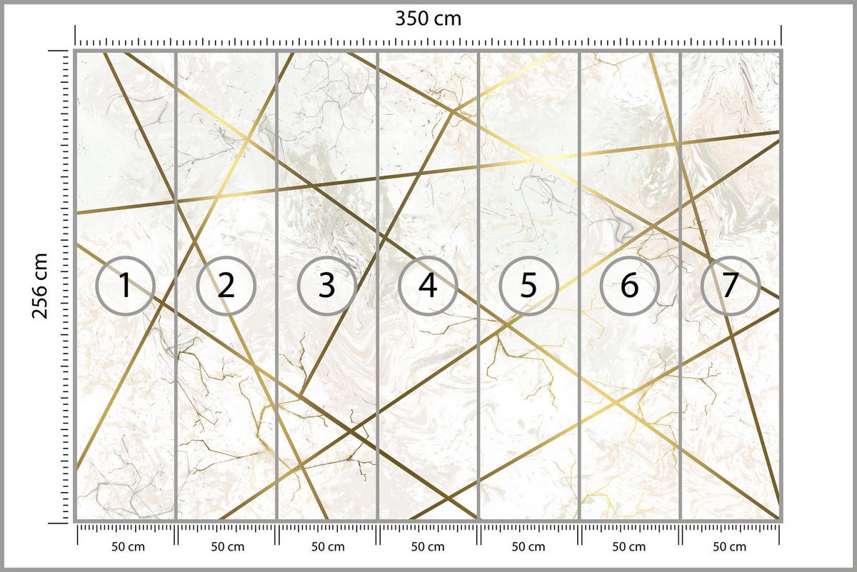 FOTOTAPETE Marmor Linien Abstraktion 350x256 - Gelb/Beige, Papier (350/256cm) - Muralo