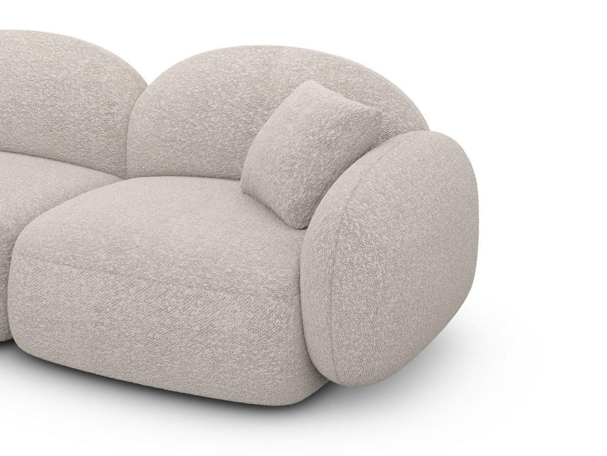 WOHNLANDSCHAFT Mirello U-Form Pearl Bouclestoff - Perlmutt, Textil (333/77/193cm)