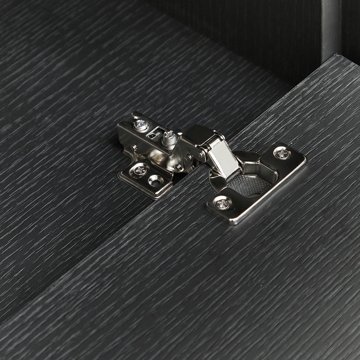 LOWBOARD DE-40522 Hängend mit Riffeltüren Schwarz - Schwarz, Holzwerkstoff (180/30/32cm) - ComfortXL