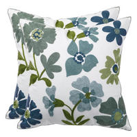 KISSENBEZUG 2er Set 45x45 cm Blumen Stickerei - Multicolor, Textil (45/45cm)