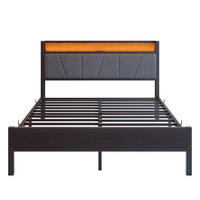 BETT 140/200 cm DE-35537 mit LED und USB-Ladestation Schwarz - Schwarz, Metall (140/200cm) - ComfortXL
