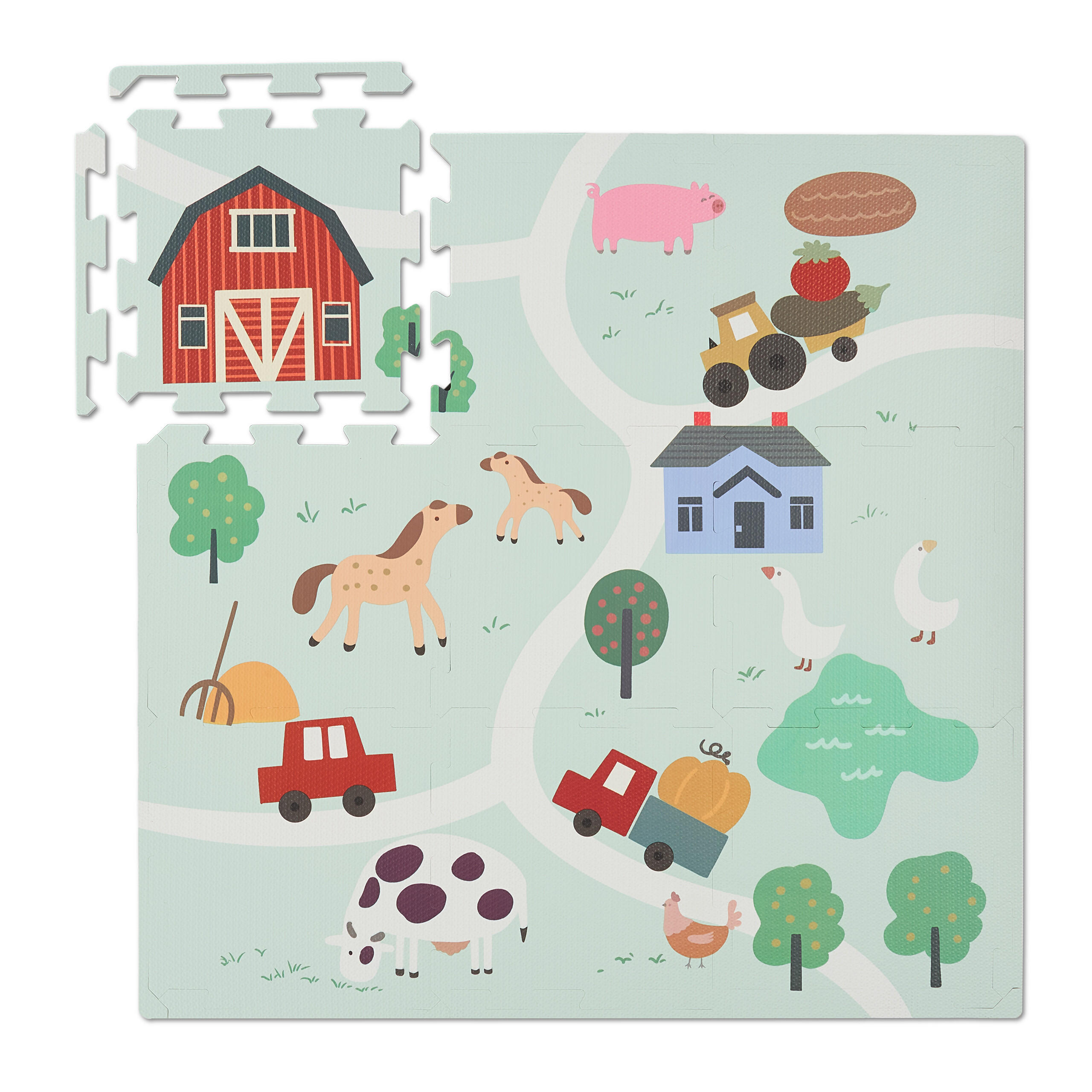 21-DIELNA farmárska podložka - viacfarebná, plast (89.5/89.5cm) - Relaxdays