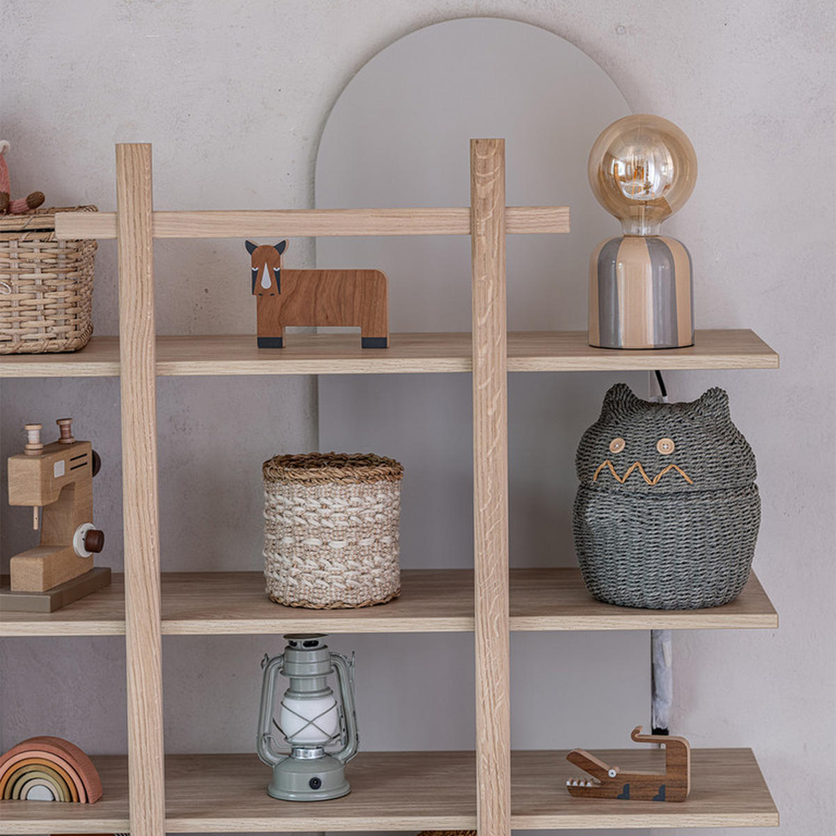 KNIHOVNA Bloom Béžová a dřevo - hnědá, kompozitní dřevo (162/160/35cm) - Petits-meubles