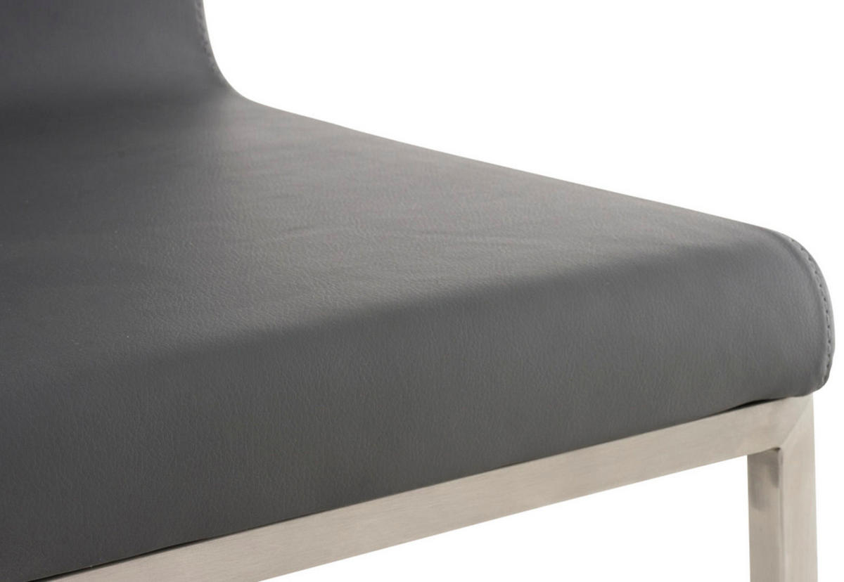 STUHL 2er Set Lederlook grau - Edelstahlfarben/Grau, Textil/Metall (40/88/50cm) - CLP