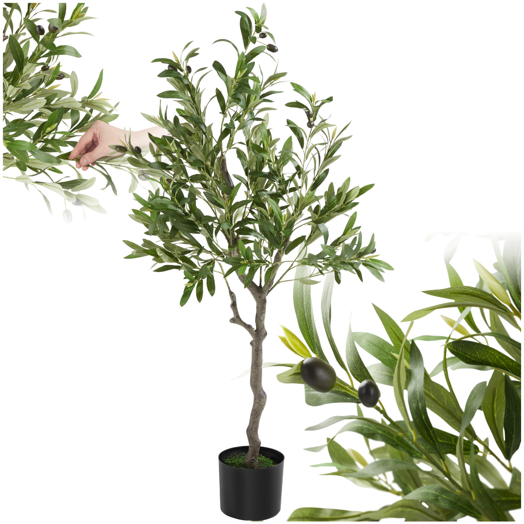 KÜNSTLICHER-OLIVENBAUM Oleand,stabiler Kunststoff-Blumentopf,grün - Grün, Kunststoff (120cm) - tectake