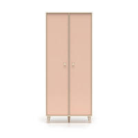 SCHRANK 2 Türen Alycia Beige - Korallenrosa - Holzeffekt - Pink, Holz (80/190/51cm) - Petits-meubles