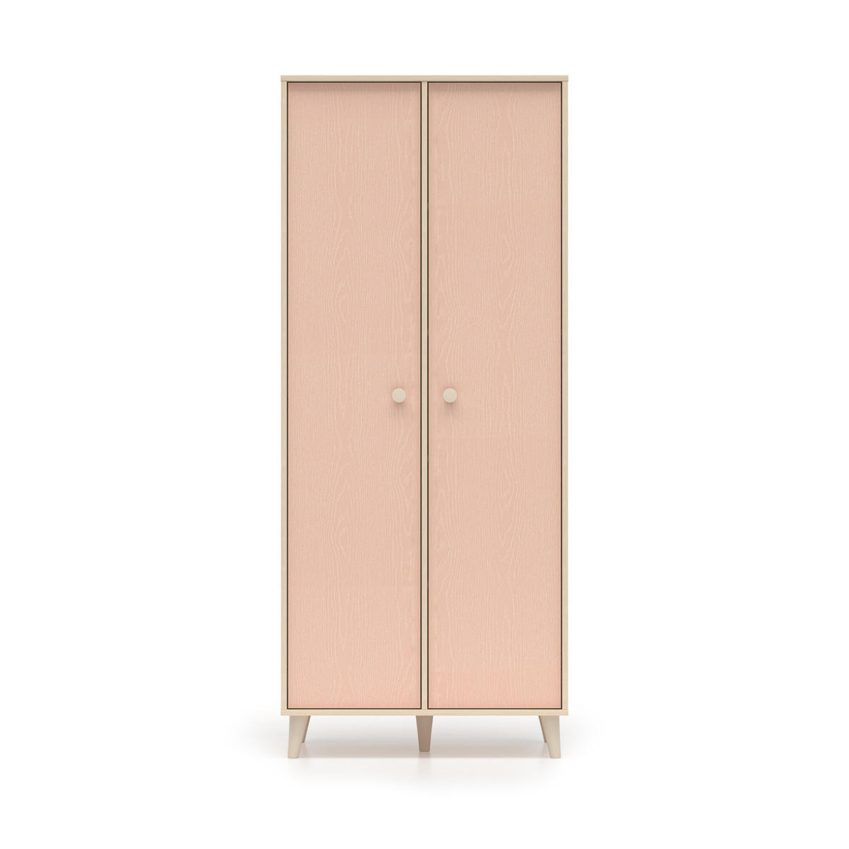 SCHRANK 2 Türen Alycia Beige - Korallenrosa - Holzeffekt - Pink, Holz (80/190/51cm) - Petits-meubles
