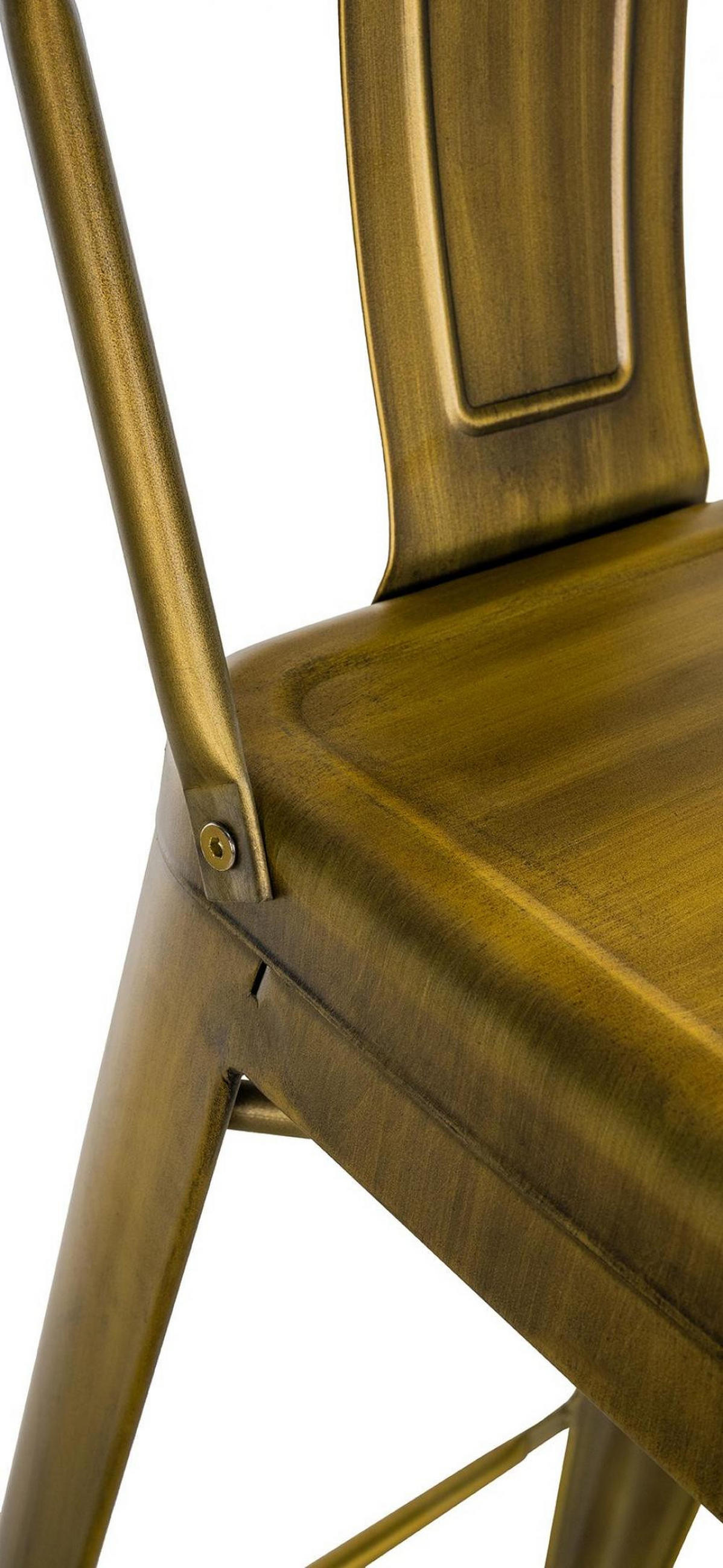 BARHOCKER Metall gold - Eukalyptusholzfarben/Goldfarben, Metall (44/96/43cm) - CLP