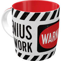 KAFFEETASSE 330 ml Achtung Genius at Work - Multicolor, Keramik (0.33L) - Nostalgic-Art