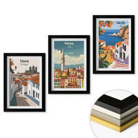 WANDBILDER 3er-Set - 20x30 cm Schwarzer Rahmen - Retro-Illustrationen von Weltstädten - Schwarz, Kunststoff (20/30cm) - ArtPrintCave