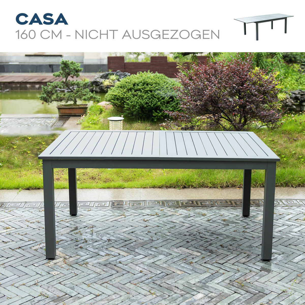 SITZGRUPPE CASA MADERA - 11 tlg. - Anthrazit/Hellgrau, Glas/Metall - Home Deluxe