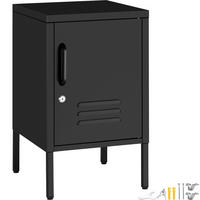 NACHTSCHRANK Baker, Kippschutz, höhenverstellbare Füße, schwarz - Schwarz, Metall (35/60.5/42.5cm) - tectake