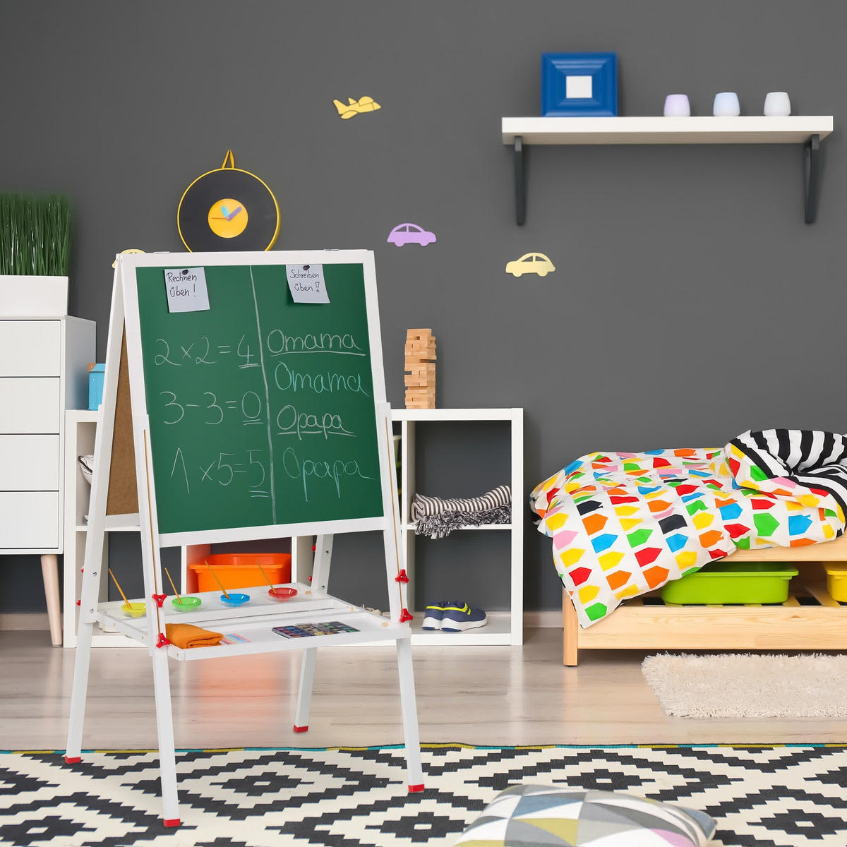 KINDERSTANDTAFEL - Weiß, Holz/Holzwerkstoff (65/160/69cm) - Relaxdays