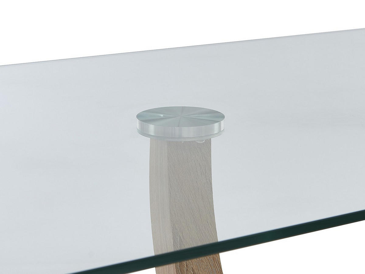 SET aus feststehendem Tisch und Stuhl - 6 -Sitzer - Sicherheitsglas - transparent, naturfarben hell - MELODIE - Transparent, Glas (180/75/90cm) - Vente-Unique