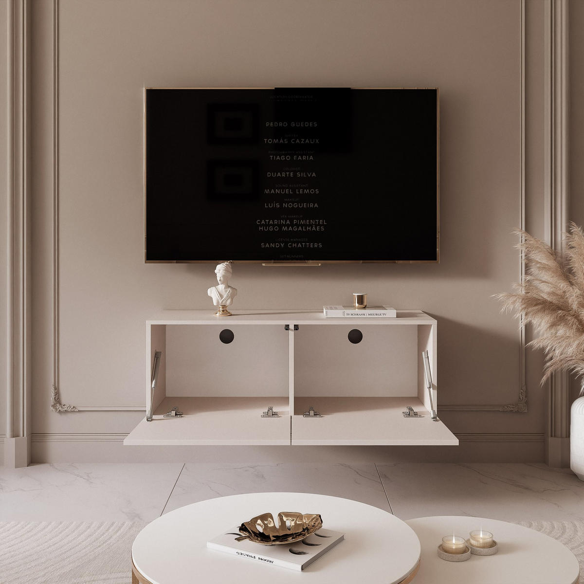 TV-LOWBOARD kaschmir, hängend mit LED-Beleuchtung - Kaschmir, Holzwerkstoff (100/36/40cm) - Idohome