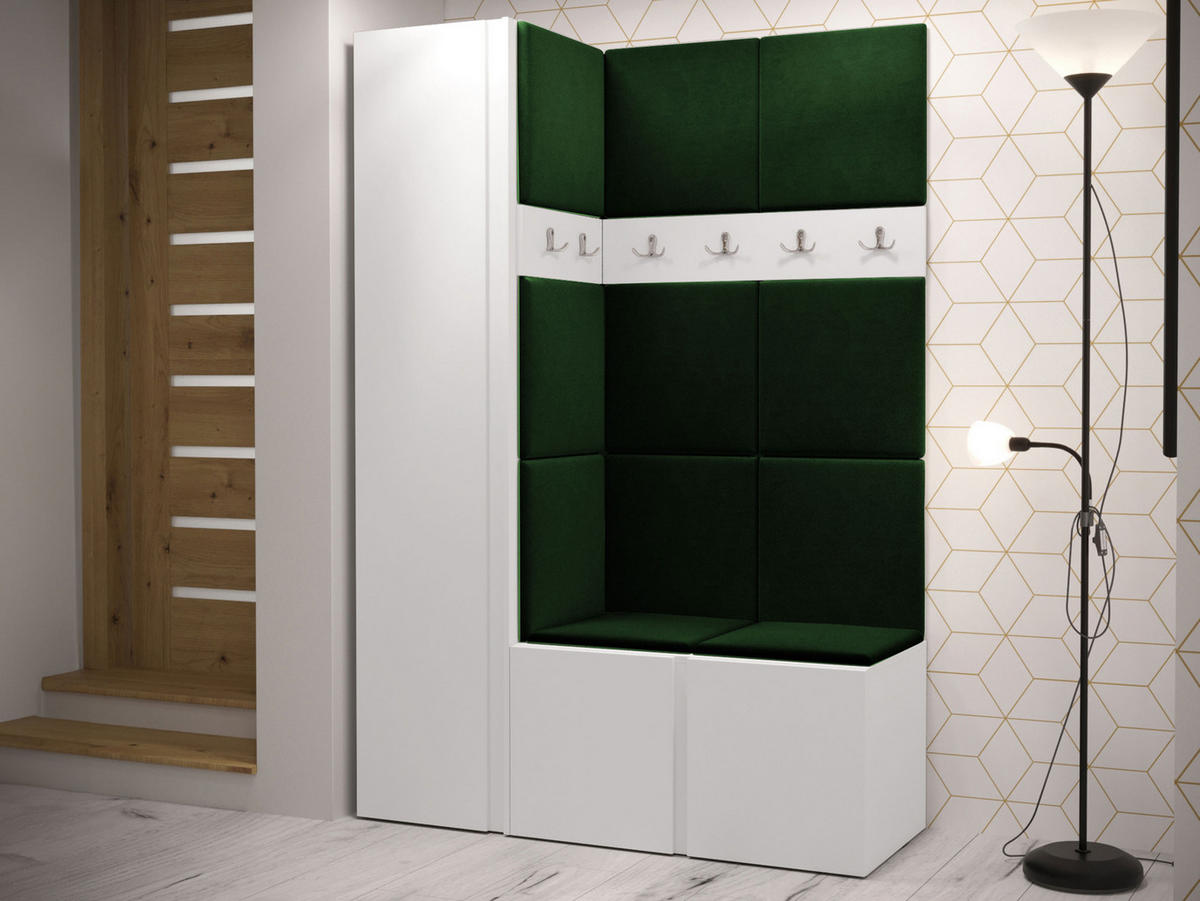 MOBILIER PENTRU HOL Orion IX - alb/verde, material plastic/compozit lemnos (124/186/46cm) - MIRJAN24
