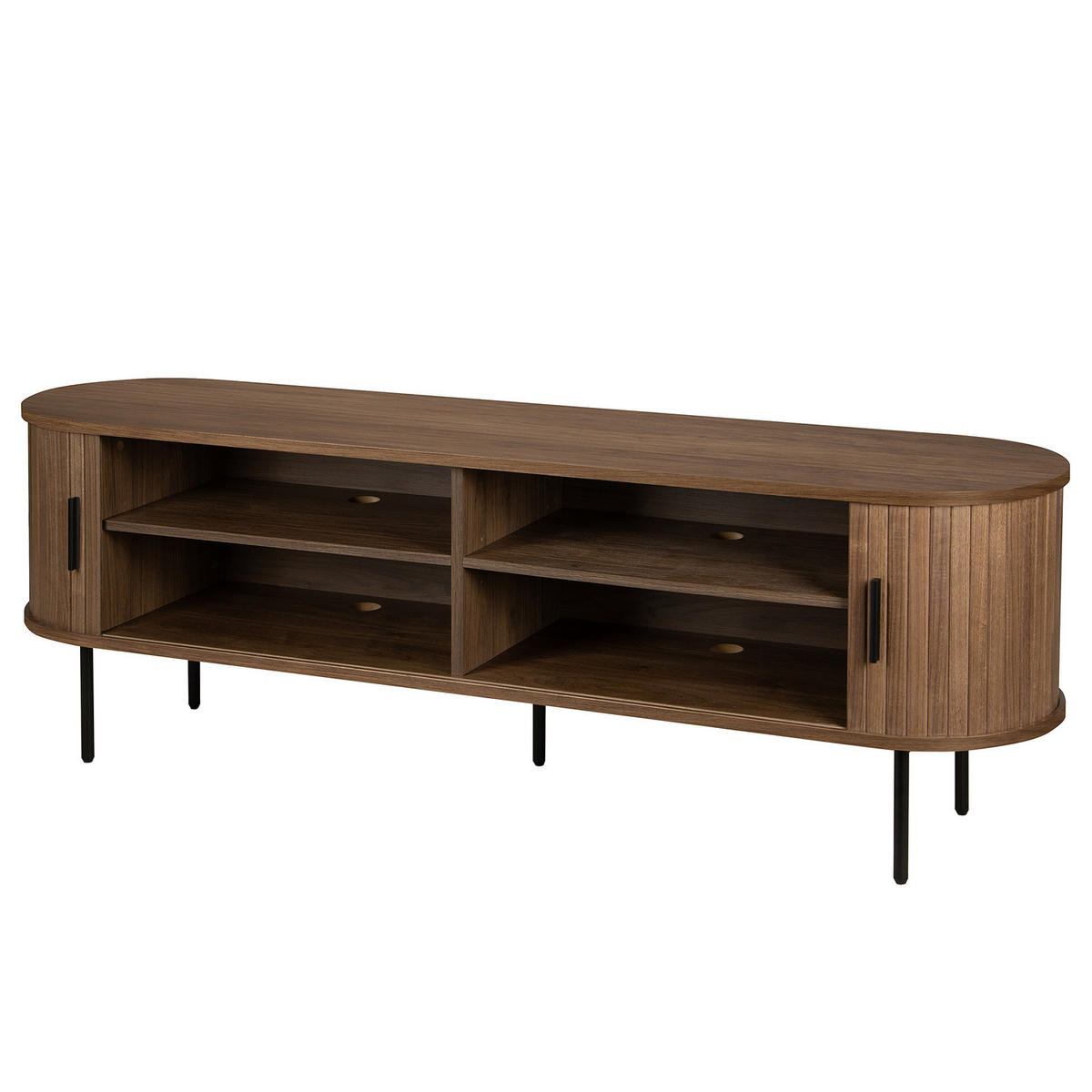 TV-LOWBOARD - MDF / Metall - Eiche - Walnussfarben/Schwarz, Holzwerkstoff/Metall (150/55/40cm) - home24