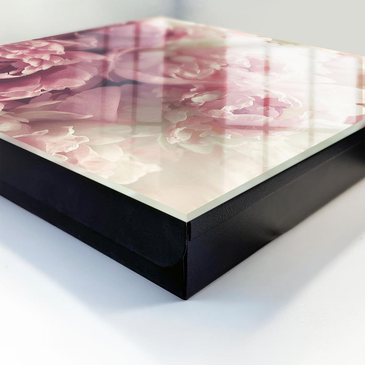 SCHLÜSSELBOX Schwarz 30x30 cm- Türöffnung nach rechts - Pfingstrosen - Pink, Metall (30/30/5cm) - TULUP
