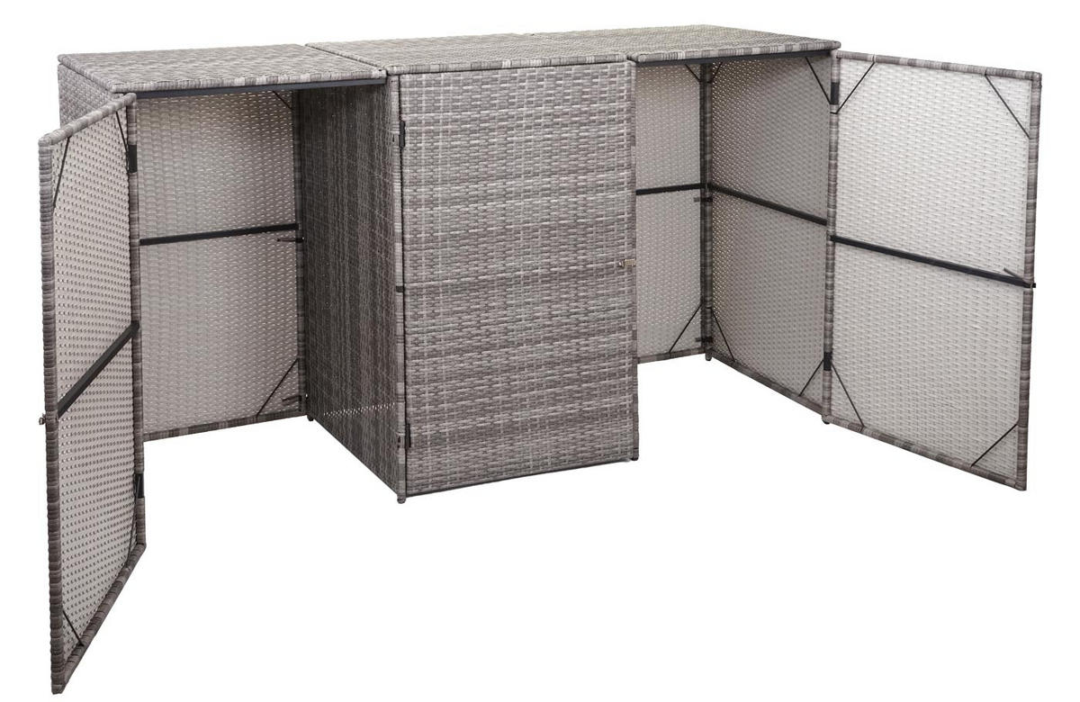 3ER-MÜLLTONNENVERKLEIDUNG Grau - Grau, Kunststoff (195/110/66cm) - MCW