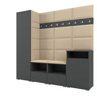 GARDEROBE NELA X 200 cm (Modulare Flurmöbel Graphit mit Sitzpolster Beige 04 Schrank + Sideboard) - Beige/Silberfarben, Holz/Holzwerkstoff (200/187/40cm) - Ravio