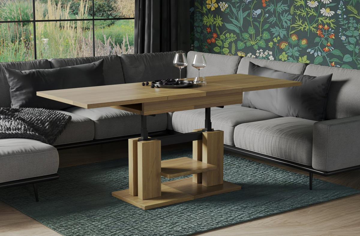 COUCHTISCH Iso höhenverstellbar ausziehbar bis 170 cm - Eichefarben, Holzwerkstoff (110/65/58cm) - Endo-Moebel