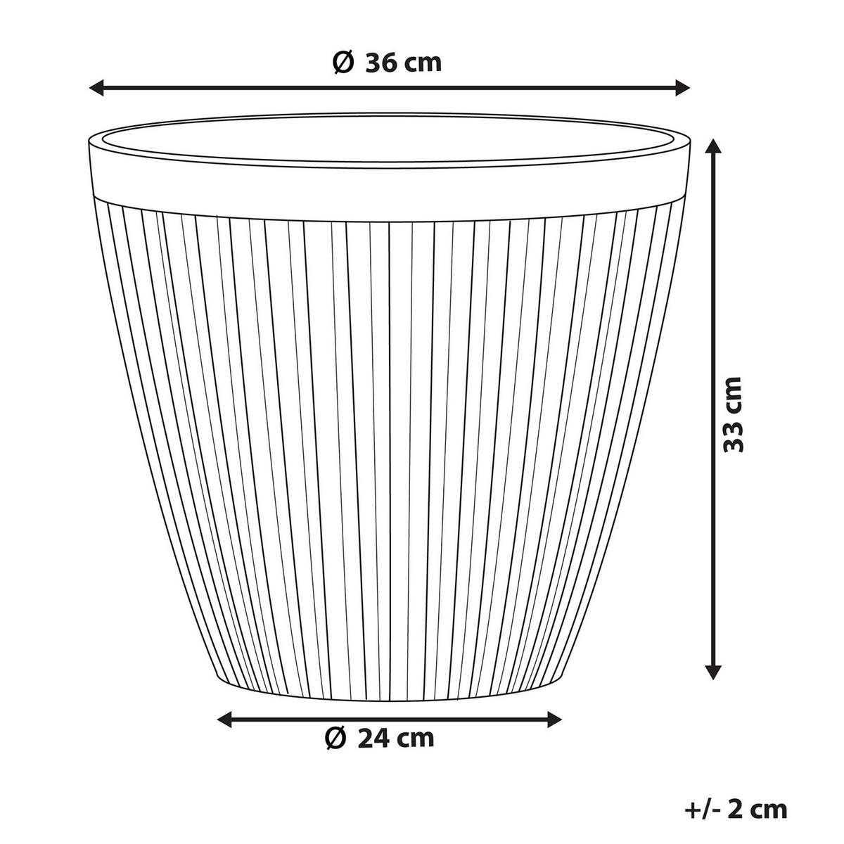 BLUMENTOPF taupe rund 36/36/33 cm Poka - Grau, Stein (33cm) - Beliani