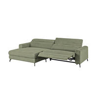 ECKSOFA LAISKA Grün Cord Relaxfunktion - Schwarz/Olivgrün, Textil/Metall (282/177cm) - KAWOLA