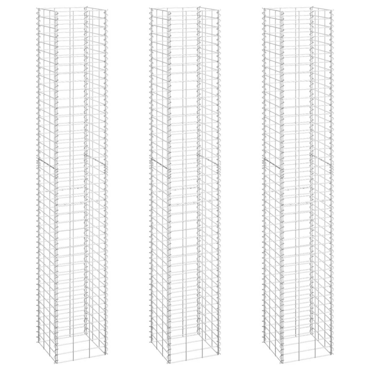 GABIONEN-HOCHBEETE 3 Stk. 30x30x200 cm Eisen - Silberfarben, Metall (200/200/30cm) - furnicato