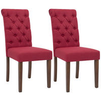 STUHL 2er Set Stoff rot - Rot/Walnussfarben, Holz/Textil (45/98/63cm) - CLP