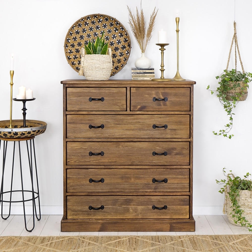 KOMMODE aus Massivholz Rustyk 5/6 - Dunkelbraun/Schwarz, Holz (112/125/45cm) - Seart