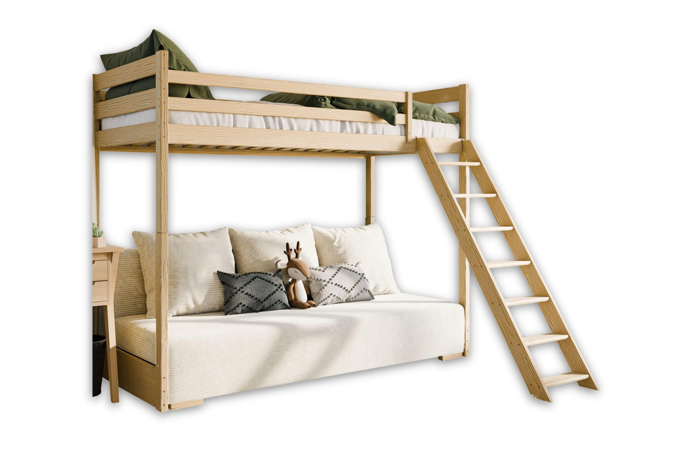 ETAGENBETT SIDNEY 90x200 in Kiefer / Creme - Creme/Kieferfarben, Holz/Holzwerkstoff (90/200cm) - Deine Möbel 24