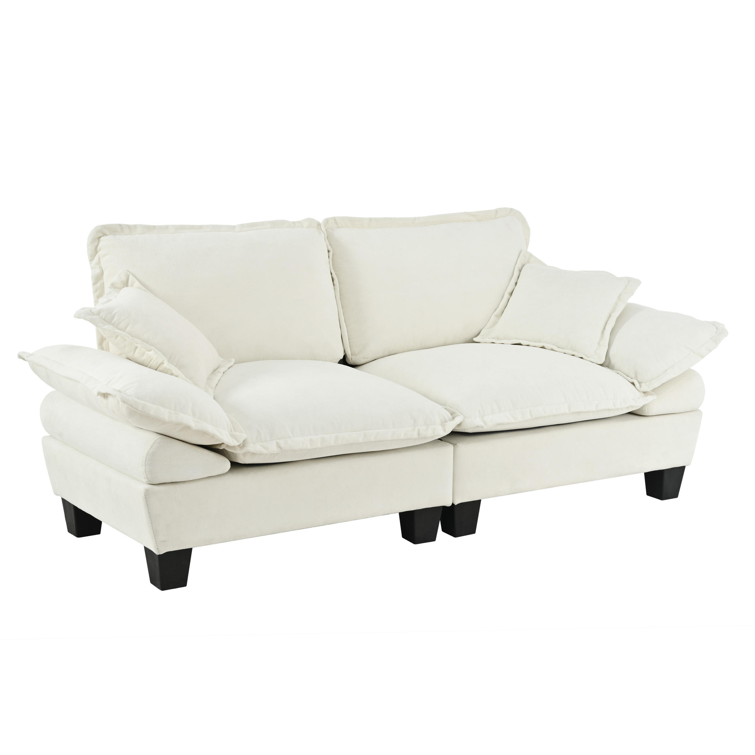 2-SITZER Sofa aus Chenille in Beige mit abnehmbaren Armlehnen - Beige, Textil (82/90/194cm) - Modfu