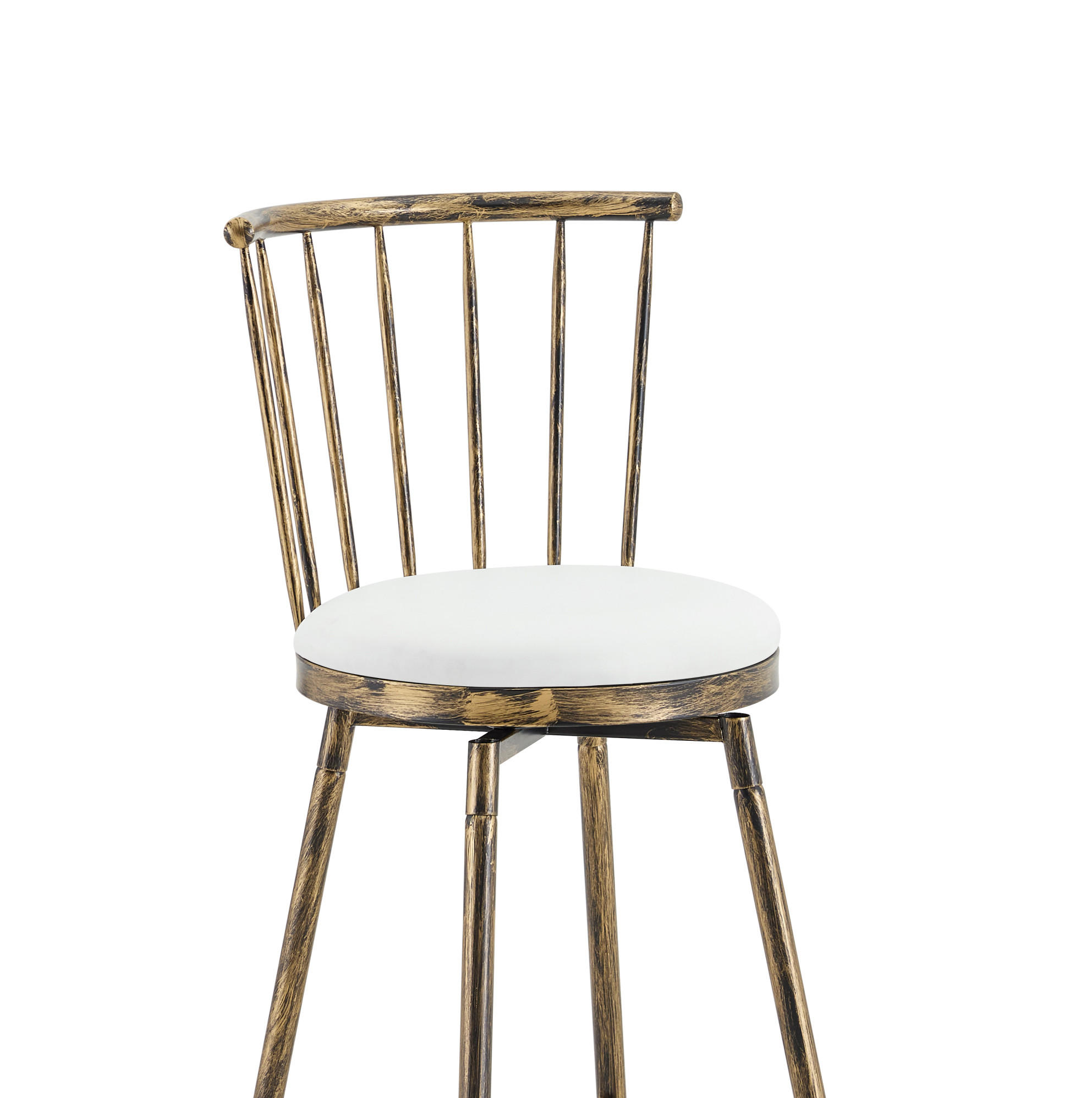 BARHOCKER Windsor-Stil Metall PU Brown+White - Weiß, Metall (39/96/39.1cm) - Meubliv