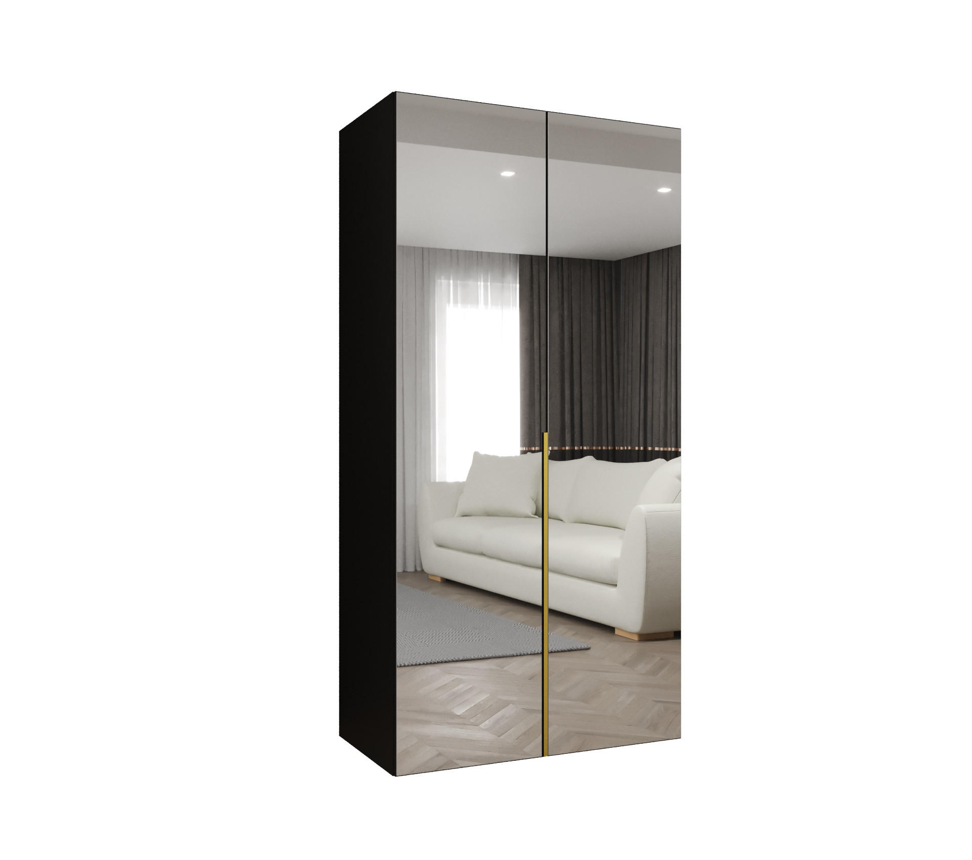 DREHTÜRENSCHRANK 202/100/52 2-türig - Goldfarben/Schwarz, Holz (100/202/52cm) - Abiks Möbel