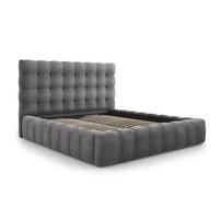 BETT mit Bettkasten und Kopfteil Mamaia aus Samt grau 180x200cm - Grau, Textil (180/200cm) - Micadoni
