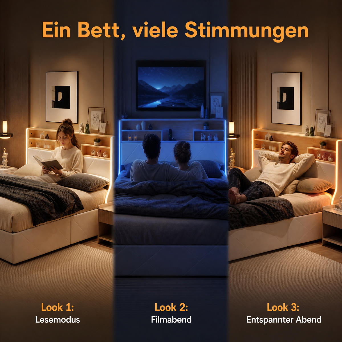 POLSTERBETT 160x200 cm Weiß PU Leder LED USB Bettkasten - Weiß, Holz (160/200cm) - SHOPENTRA