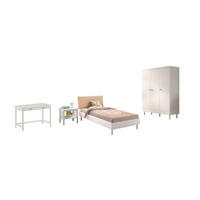 JUGENDZIMMER SET 90x200 Keeley Buche Weiß Holz Schrank Tisch Komfort - Weiß, Holz (55/190/146cm) - 58aufmkessel