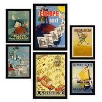 POSTER Set Mit 6 Vintage Europa Ästhetik Größe A3 & A4 Rahmenlos - Klar, Papier (29.7/1cm) - Nacnic