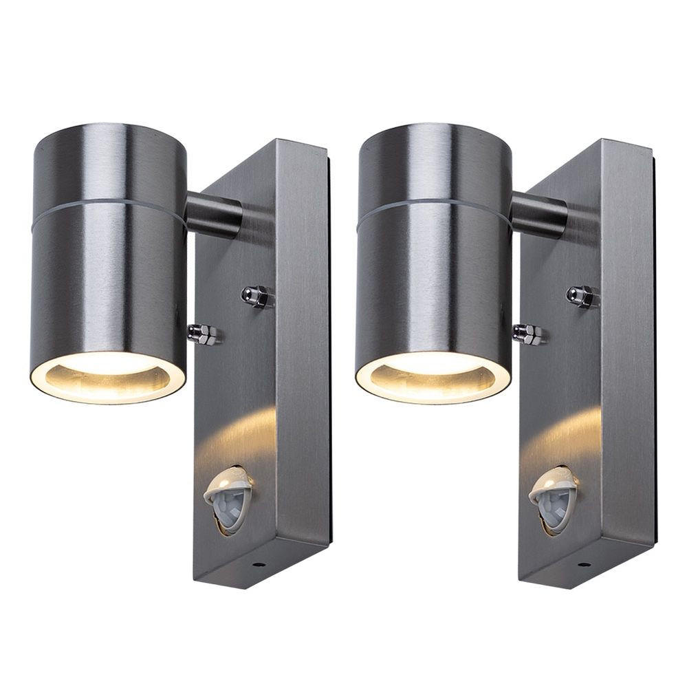 LED AUSSEN-WANDLEUCHTE Silber Aluminium 2er Set - Silberfarben, Glas (6.7/16.3/11cm)