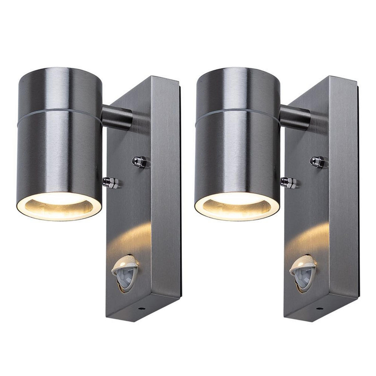 LED AUSSEN-WANDLEUCHTE Silber 2er Set - Silberfarben, Glas (11/16.3/6.8cm)