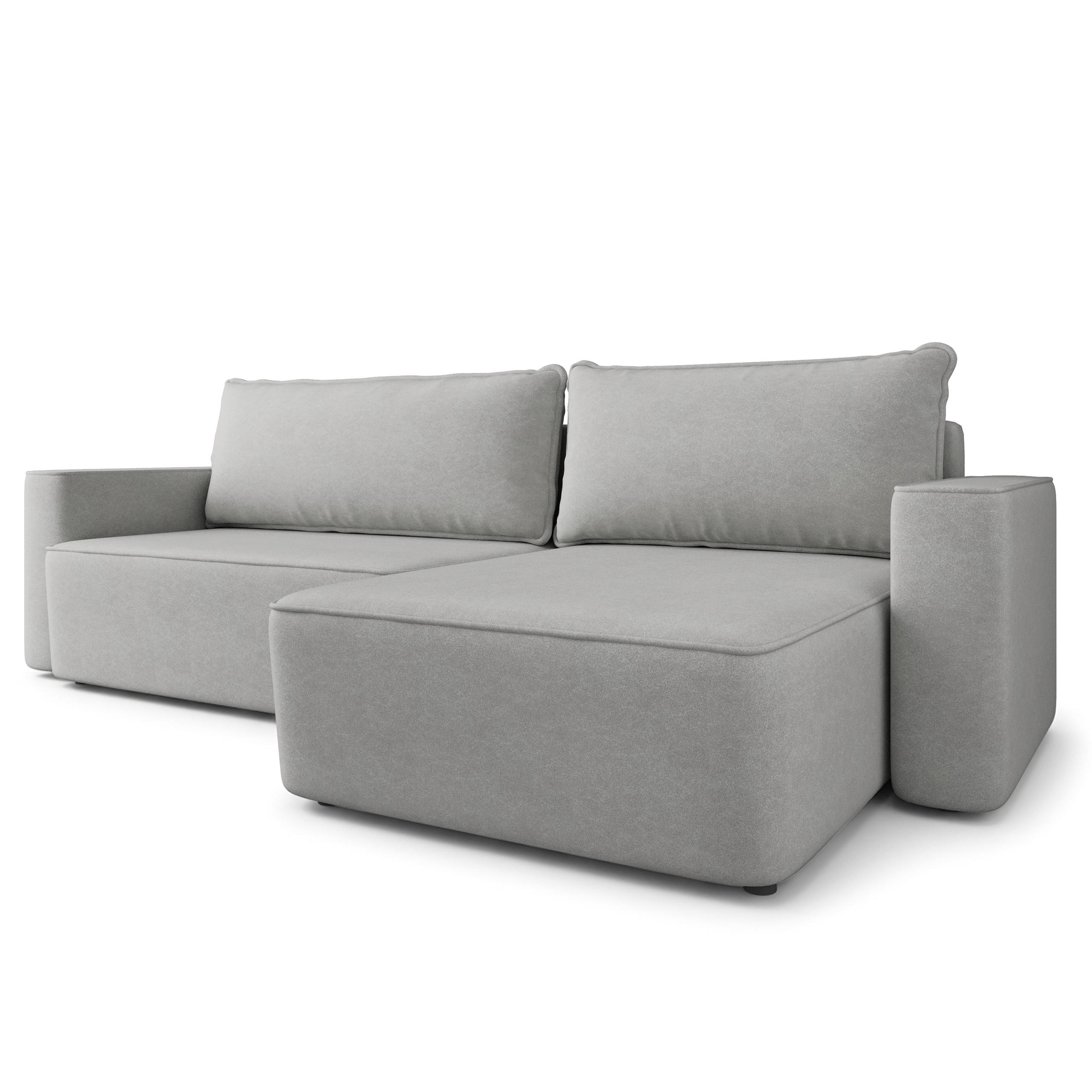 ECKSOFA BELARO CL Hellgrau Samtstoff mit Schlaffunktion - Hellgrau, Holzwerkstoff/Textil (280/162cm) - MASSENO