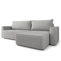 ECKSOFA BELARO CL Hellgrau Samtstoff mit Schlaffunktion - Hellgrau, Holzwerkstoff/Textil (280/162cm) - MASSENO