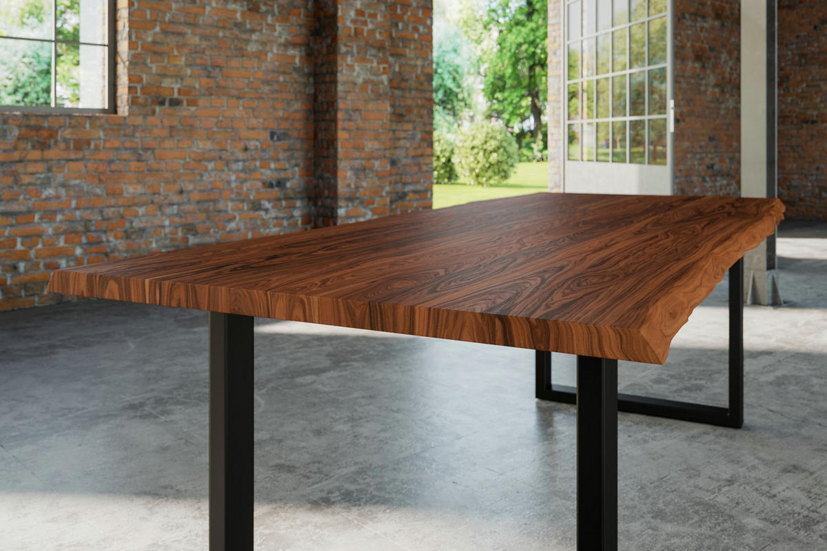 ESSTISCH LAUREN - Nussbaumfarben/Walnussfarben, Holz/Metall (100/240/77cm) - SAM