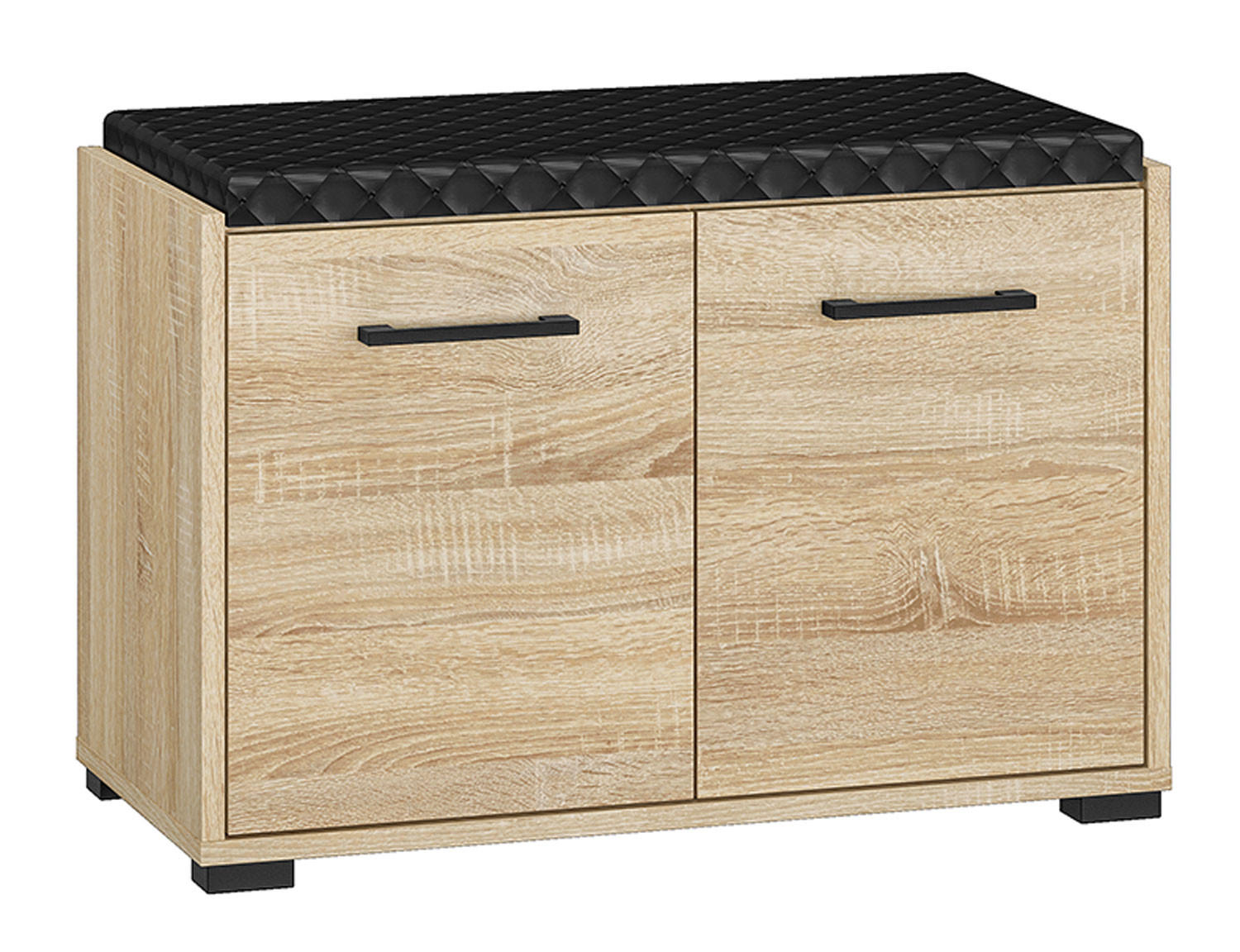 SCHUHBANK Caro Sonoma Eiche hell / schwarz 70 / 34 / 48cm - Schwarz/Braun, Holz/Holzwerkstoff (70/48/43cm) - Feldmann-Wohnen