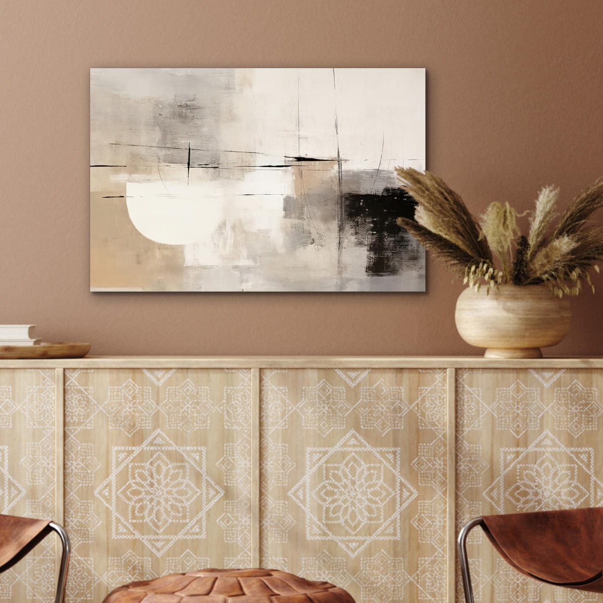 METALLBILD Abstrakt - Kunst - Grau 60x40 cm - Hellgrau, Metall (60/40cm) - MuchoWow