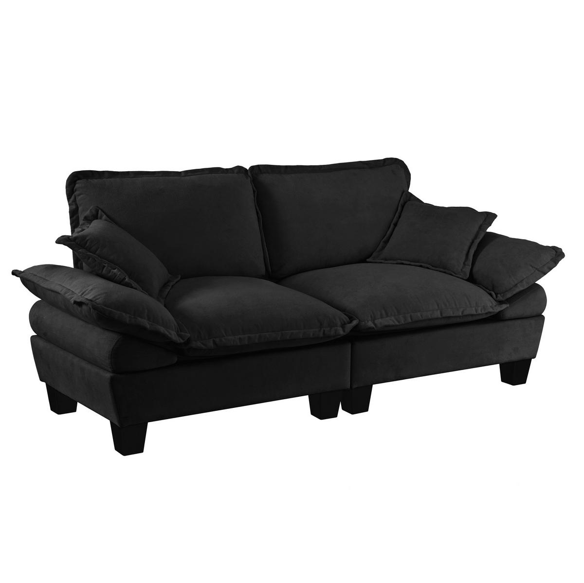 2-SITZER Sofa 194/82/90 cm mit abnehmbaren Armlehnen und Chenille-Bezug, Schwarz - Schwarz, Textil (194/90/82cm) - Redom