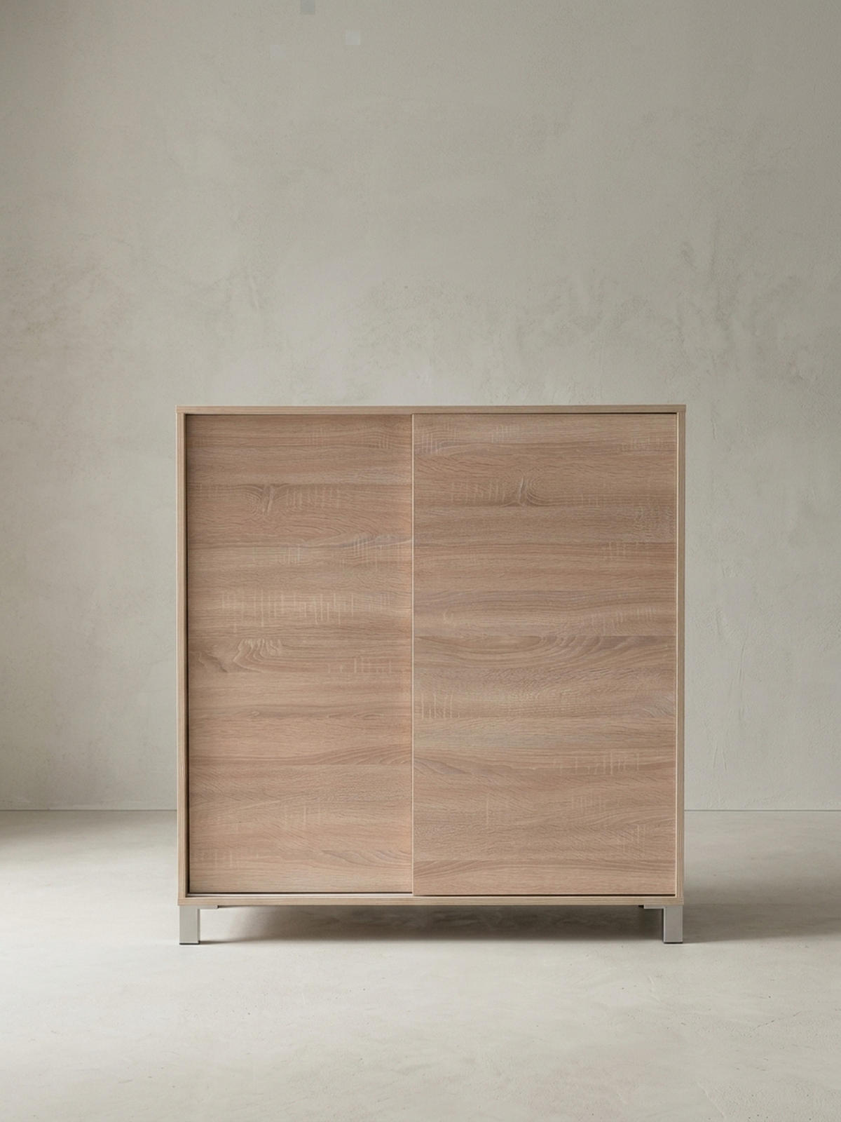 SCHUHSCHRANK Holz für 20 Paar Schuhe mit Schiebetüren, Beige 100x38x108 cm - Beige/Silberfarben, Holz/Kunststoff (100/108/38cm) - KADIMA DESIGN